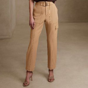 Banana Republic Womens Stretch Cargo Pant Latte Cream Beige Size 16